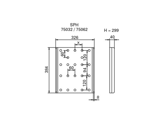 Plattensatz SPH 60 hor. 120 vert. - Rockinger ROE75032