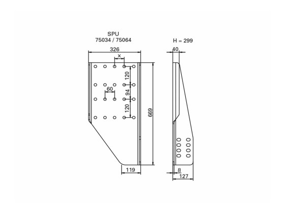 Plattensatz SPU 60 hor. 120 vert. - Rockinger ROE75034