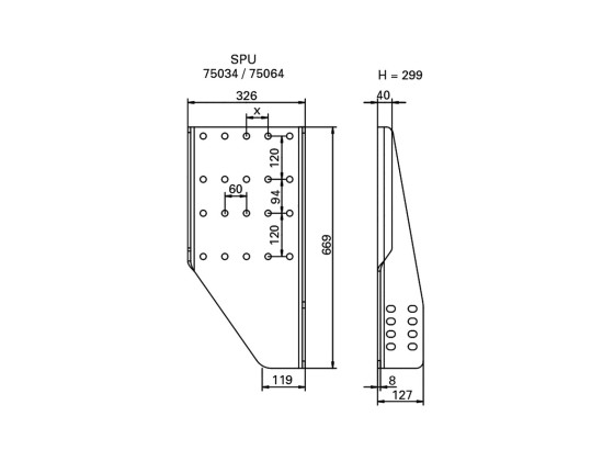 Plattensatz SPU 50 hor. 120 vert. - Rockinger ROE 75064