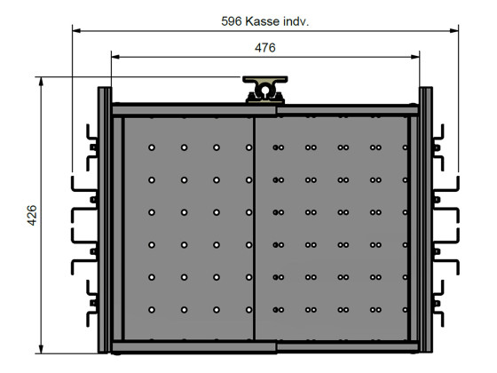 Flexible Ablage, verzinkt, für Kasten L: 400-600 mm.