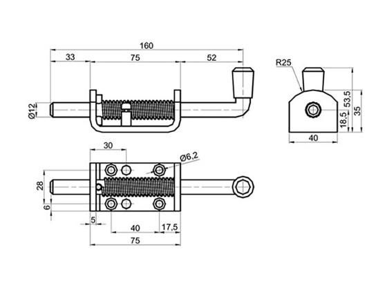 Dörrhållare m/fjäder mini, rostfri(310065)