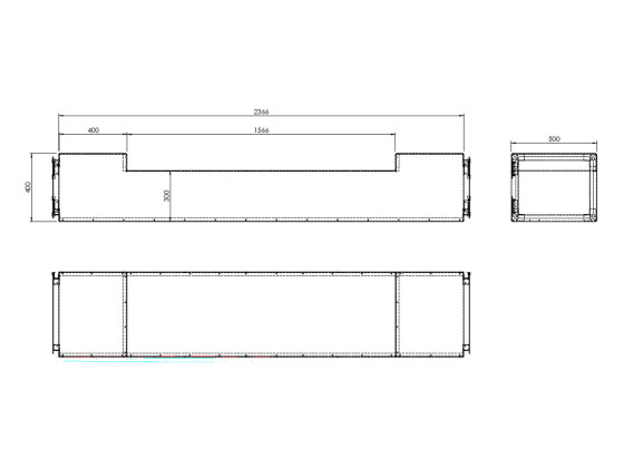 BevoBox Mix Tunnel  - Beidseitig beplankt - L: 500 mm H: 400/300 mm - T: 2450 mm - Seitenstärke: 3 mm
