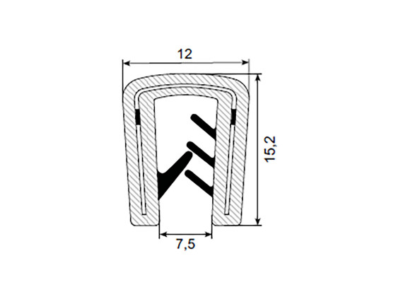 Kantenlist mit Edelstahleinlage - 33.414SS304