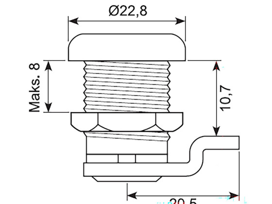 Schließzylinder mit Zunge, Mutter und 2 Schlüsseln Nr. CH501