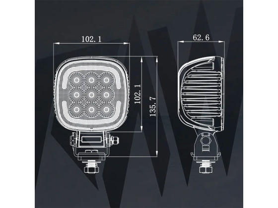 RAW DUO arbeidslys m/varsellys 103mm