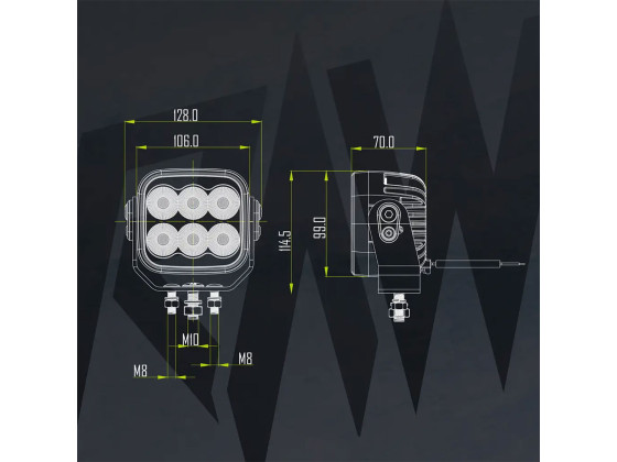 RAW NOVO PRO arbeidslys 106mm