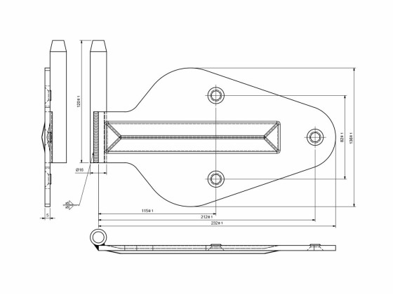 Scharnierblatt m/Zapfen links Verzinkt - 2038-1/300008