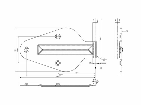 Scharnierblatt m. Zapf. feuer verz. - rechts - 2038-4