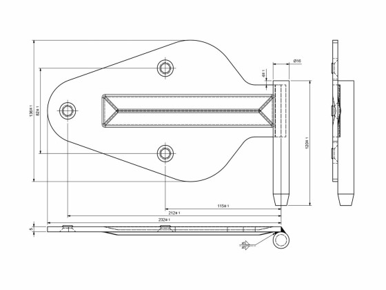 Scharnierblatt zum Klappen links verzinkt - 2038-6