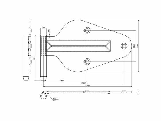 Scharnierblatt zum Klappen rechts verzinkt - 20387
