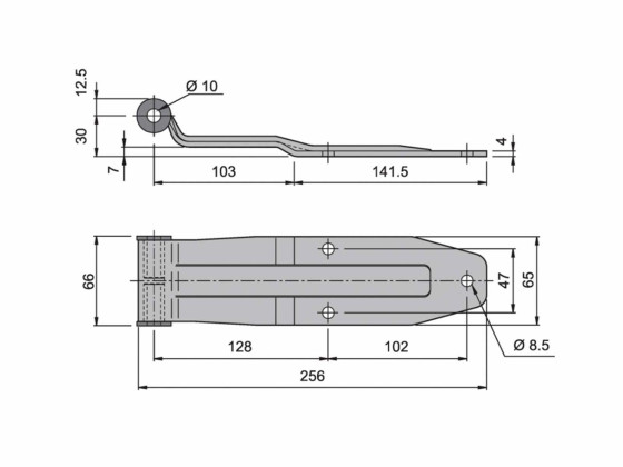 Scharnierplatte Edelstahl 250 mm - 2306