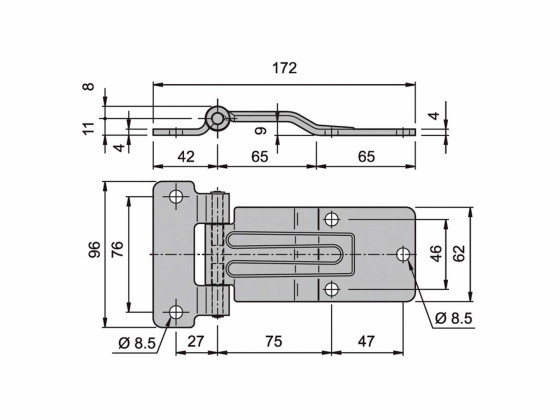 Seitentürscharnier 132 mm Edelstahl - 2335