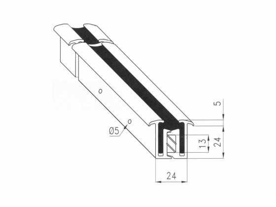Poliall Scharnier 24mm L4,0mtr - 2552