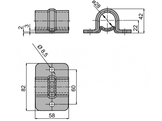 Rohrschelle klein für Außentürschlösser 313086
