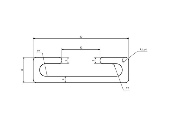 Montageschiene f Gummiprofil - Länge 5,02mtr.(2563+2565) - 2562