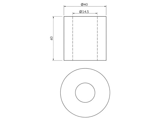 PU Gummiklotz sh.80 - ø40/ø14,5x40, wird mit - 2x303311 montiert