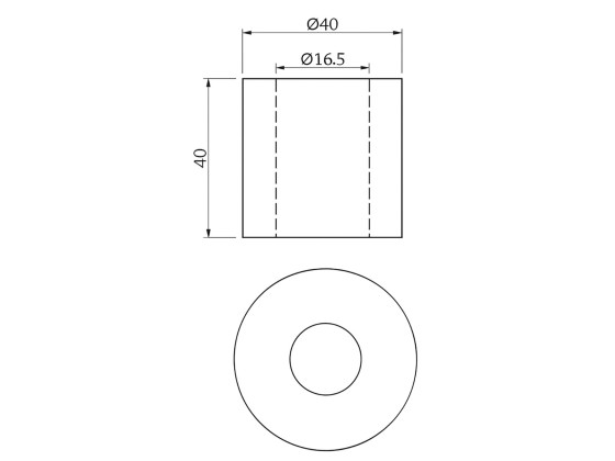 Gummiklotz sh.80 Ø40/Ø16,5x40mm rot