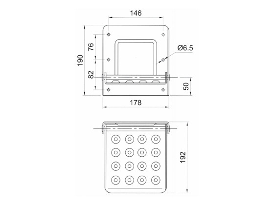 Ausklappbarer Tritt 178x192x37mm Feuerverzinkt