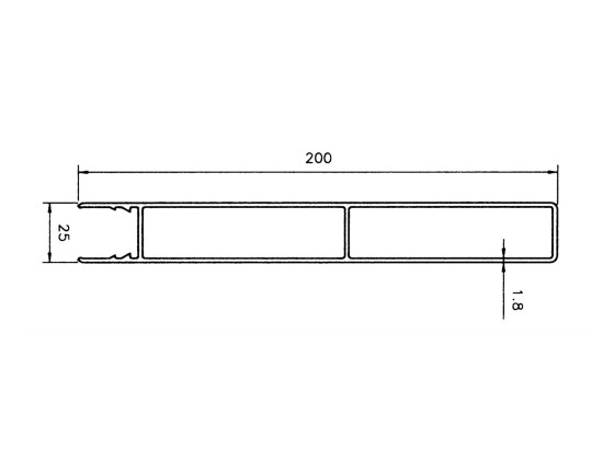 Oberprofil 200mm / 2,5m - B100025