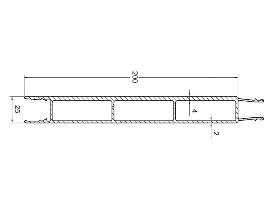 Zwischenprofil 200mm Verstärkt 7.500mm Anod.