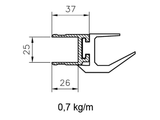 Kantenliste für Hecktür anod. 25x5020mm - A2306