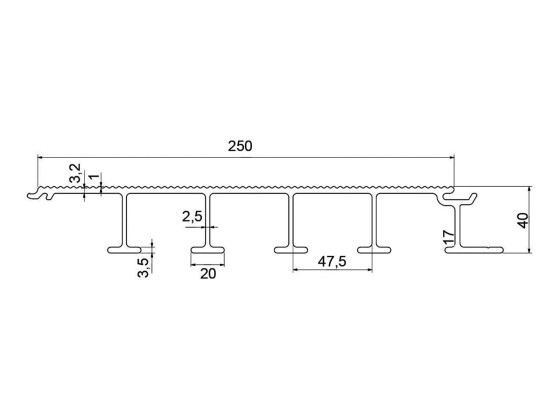 Abschlussprofil 40x250x2500mm Low-Noise 07