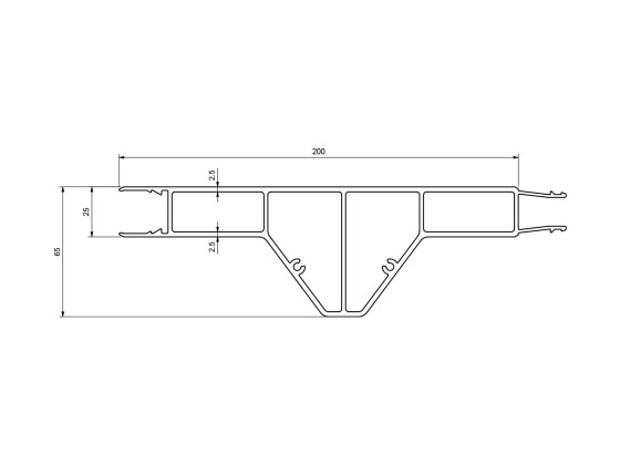 Mittelprofil 5000 x 200 x 25 mm verstärkt
