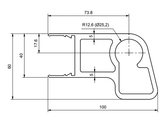 Oberprofil 6500 x 100 x 40 mm, fortgesetzt