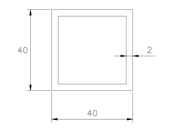 Virkantrohr 40x40x2mm 6m - A1801