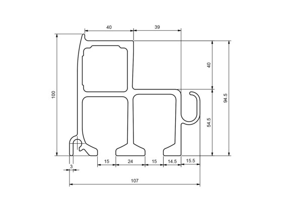 Dachprofil m. Kabelführung L9800mm