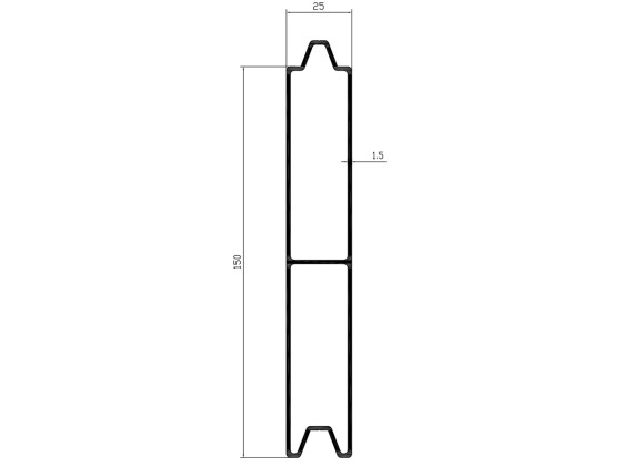 Schwankbrett, stapelbar - 150 x 25 x 7500 mm. - Eloxiertes Aluminium