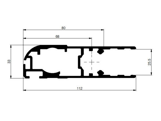 Dørprofil f.gum 3.300mm indv 25,5mm anod