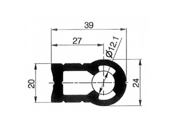Doppelgelenk-Schanier Alu, Roh - 3580/650mm, 5 Gliedern - Ohne montagespeil und gummidichtung