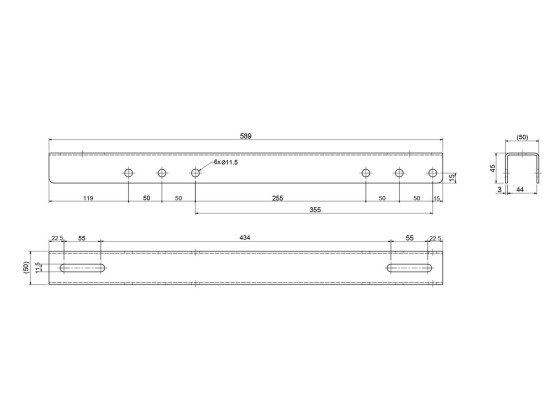 Befestigung f. Seitenschutz Außen H:589