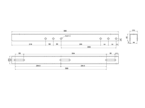 Halterung f. Seitenschutz Außen H:689