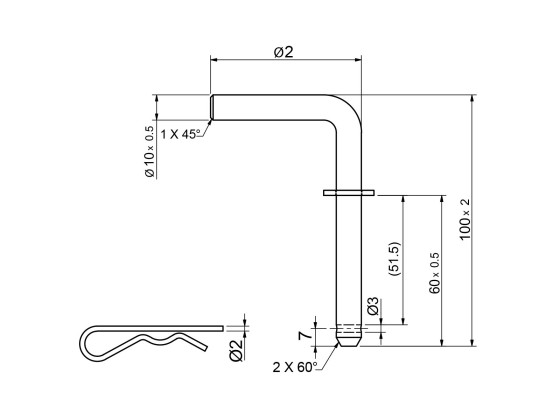 Verriegelungsbolzen rostfrei für Seitenschutzkonzept