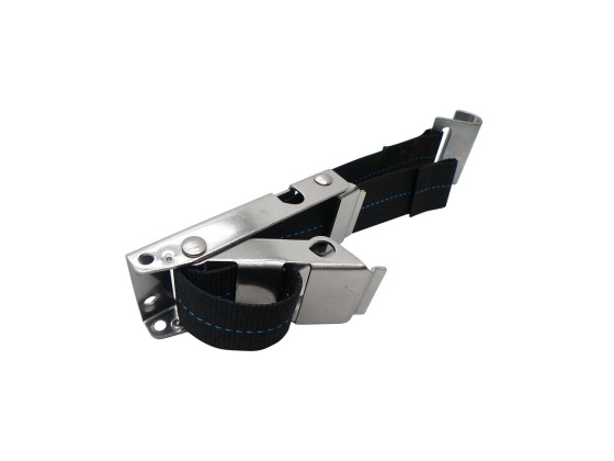 Kippsicherheits-Spanner Nirosta mit  - hochfestem Polyestergurt mit flachhaken - M46, Zink-Nickel beschichtet