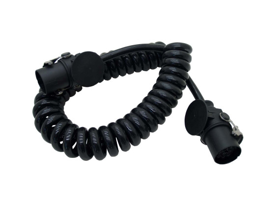 El kabel spiral med stik 15 polet 24V - Spiral kabel - Max arbejdslængde 4 meter - ADR godkent