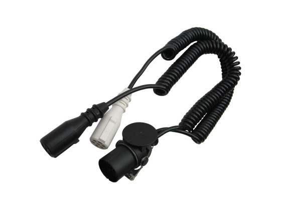 El kabel spiral 15 polet/2x7 24V med stik - Max arbejdslængde 4 meter - 15 polet 24 N/24 S - ISO 12098 typ A-Adapter