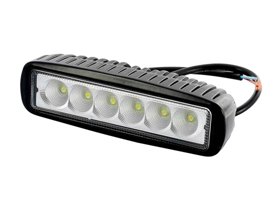 Arbeidslampe TruckLED. Flat 12/24V 6X3 Watt LED. 1350 Lumen. 160X48X63MM. 400mm kabel m/løs ende. IP67