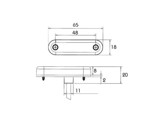 Positionslygte 24V LED ProSlim m/klart glas 5000mm kabel - 65x18mm, højde 10mm, CC48mm - ECE-godkendt, ADR godkendt IP6K9K