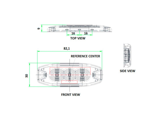 Blitzblink 12/24V 3xLED slim - CC mål 72mm - -30°C to +50°C - ECE R65 - EMC (ECE R10) - IP56