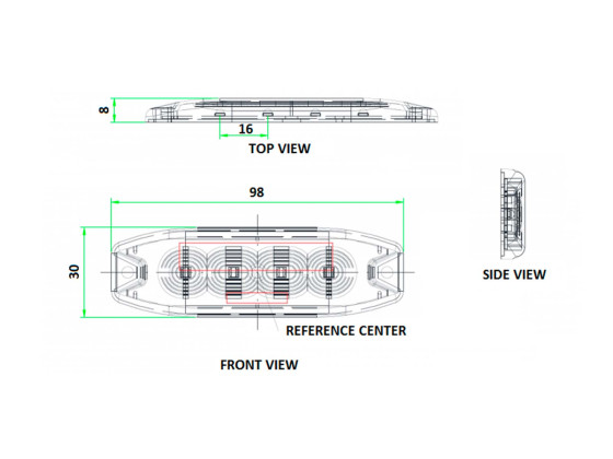 Blitzblink 12/24V 4xLED slim - CC mål 87mm - -30°C to +50°C - ECE R65 - EMC (ECE R10) - IP56