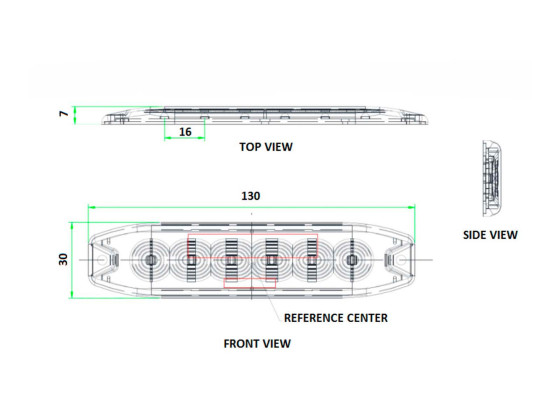 Blitzblink 12/24V 6xLED slim - CC mål 118mm - -30°C to +50°C - ECE R65 - EMC (ECE R10) - IP56