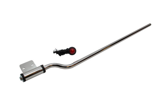 Pejlestang med beslag og LED lys rød/hvid - Forkrøbbet - totallængde: 1280 mm