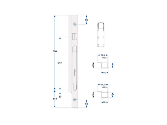 Forstolpe alu 500mm K20 højre boltmont.