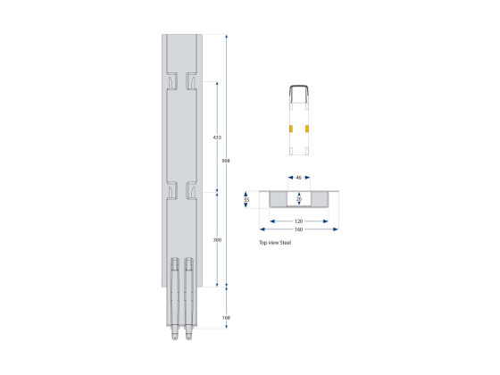 Sidestolpe, u/top K5 1000 mm. Grundet