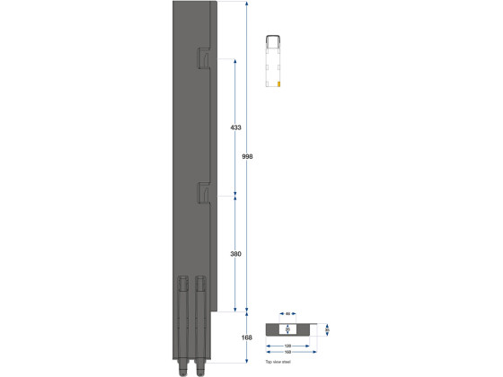 Bagstolpe, b.e., højre K5 1000 mm. Grundet