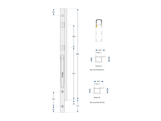 Forstolpe K20 800mm microgalv venstre