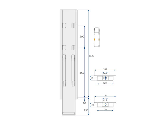 Sidestolpe K20 800mm microgalv